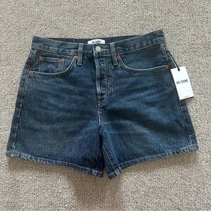 RE/DONE Mid Rise Boy Short Button Fly in Whiskey Indigo Size 27